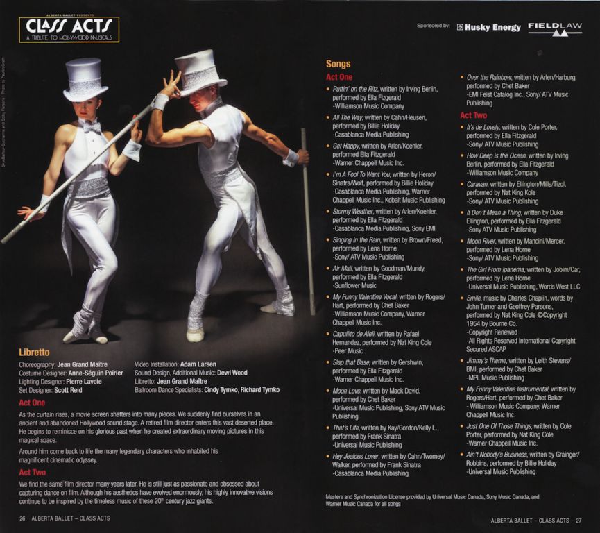 Class Acts Alberta Ballet Libretto 2014 — Richard Tymko Guest Choreographer